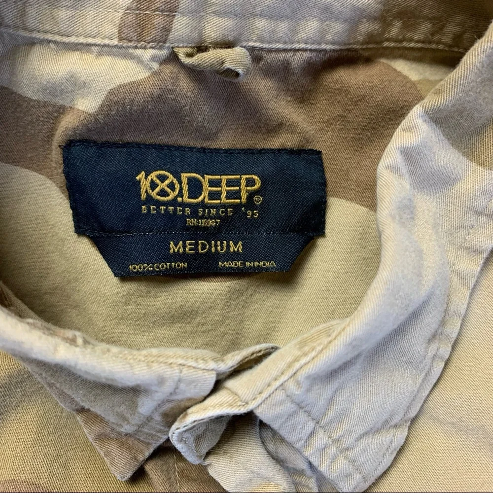 10.Deep Brown Camo Button-Down Vest Shirt - Picture 7 of 7